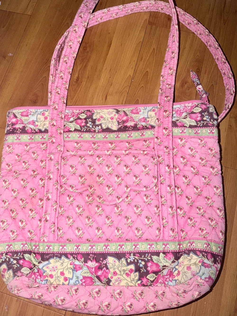 Vintage Vera Bradley Pink Floral Quilted Tote